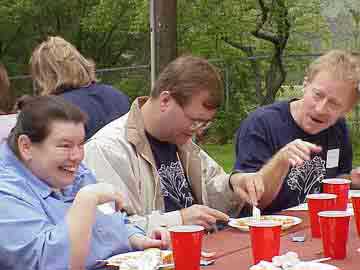 Picture of Art, Carel, and Fran enjoying the meal